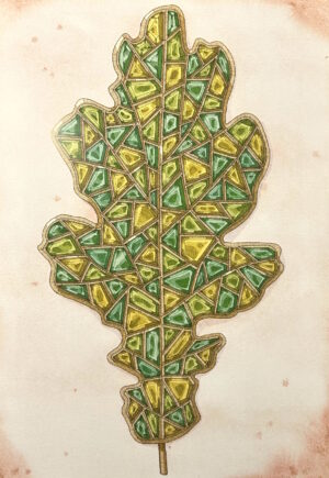 Jewelled Oak Leaf Print